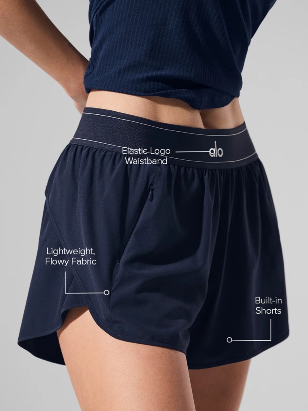 SOLD ALO Yoga Women’s match point shorts with Elastic Logo Waistband